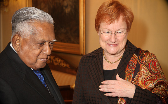 President of Singapore S R Nathan and President Tarja Halonen. Copyright © Office of the President of the Republic of Finland